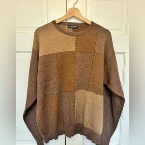 Vintage Men's Crewneck Patchwork Sweater
